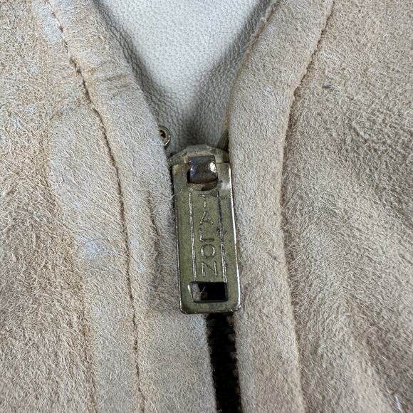 Vintage 40s Briar Club Suede Vest Small Brown Leather Talon Zip Hunting Workwear - Picture 5 of 16